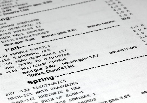 A college transcript